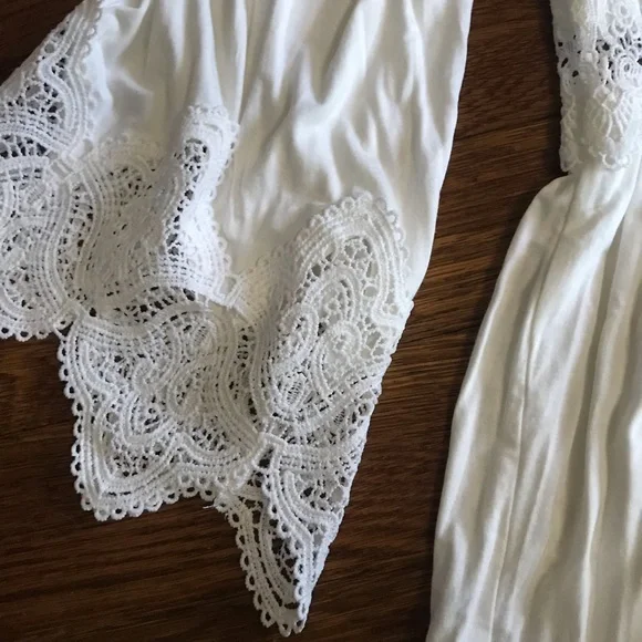 SOLD Pol L white lace boho blouse bell sleeve fairy corset beachy - Picture 6 of 9